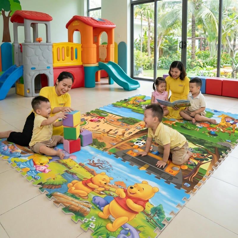 Thảm Ghép Hình Cho hình ảnh thực tế của sản phẩm khi sử dụng