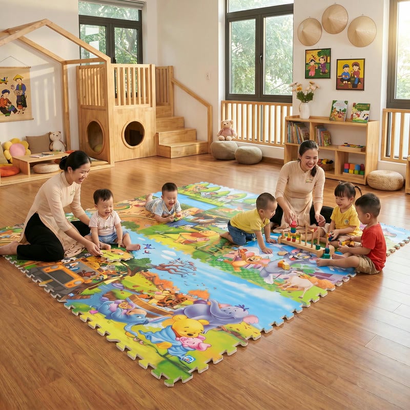 Tấm phù hợp diện tích rộng, thảm ghép phù hợp thi công linh hoạt và thay