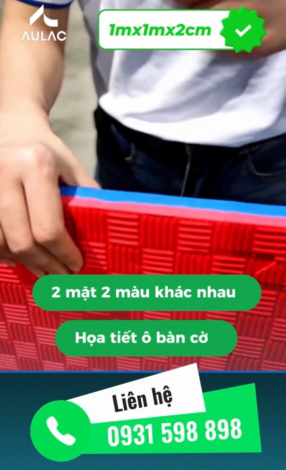 Thảm xốp ghép 1mx1mx2cm hoạt tiết ô bàn cờ được sản xuất từ hạt nhựa EVA